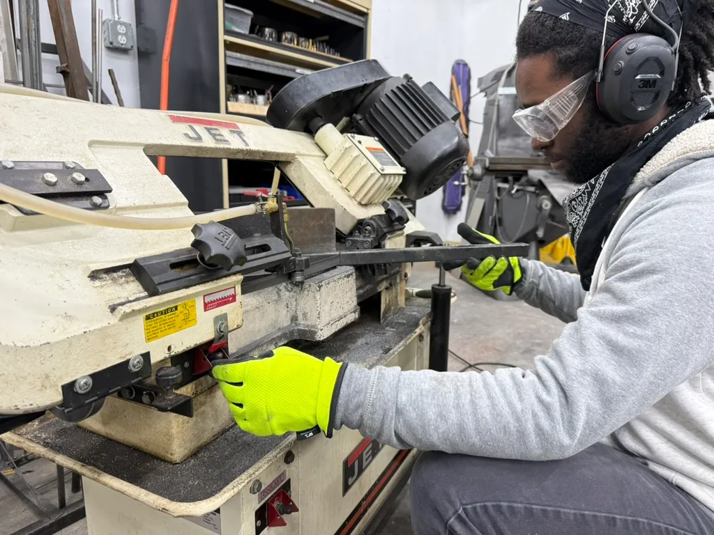 Cutting Metal On Jet Bandsaw With PPE